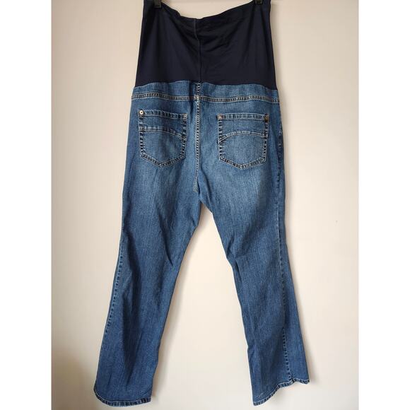 Liz Lange Maternity Pull On Knit Tummy Boot Cut Denim Jeans Size 16 A0101 - Picture 2 of 5